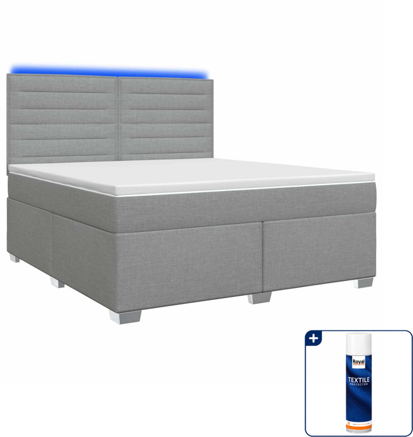 vidaXL boxspringbed met matras - Small double - 140 x 200 cm - lichtgrijs - Inclusief textielbeschermer 500 ml