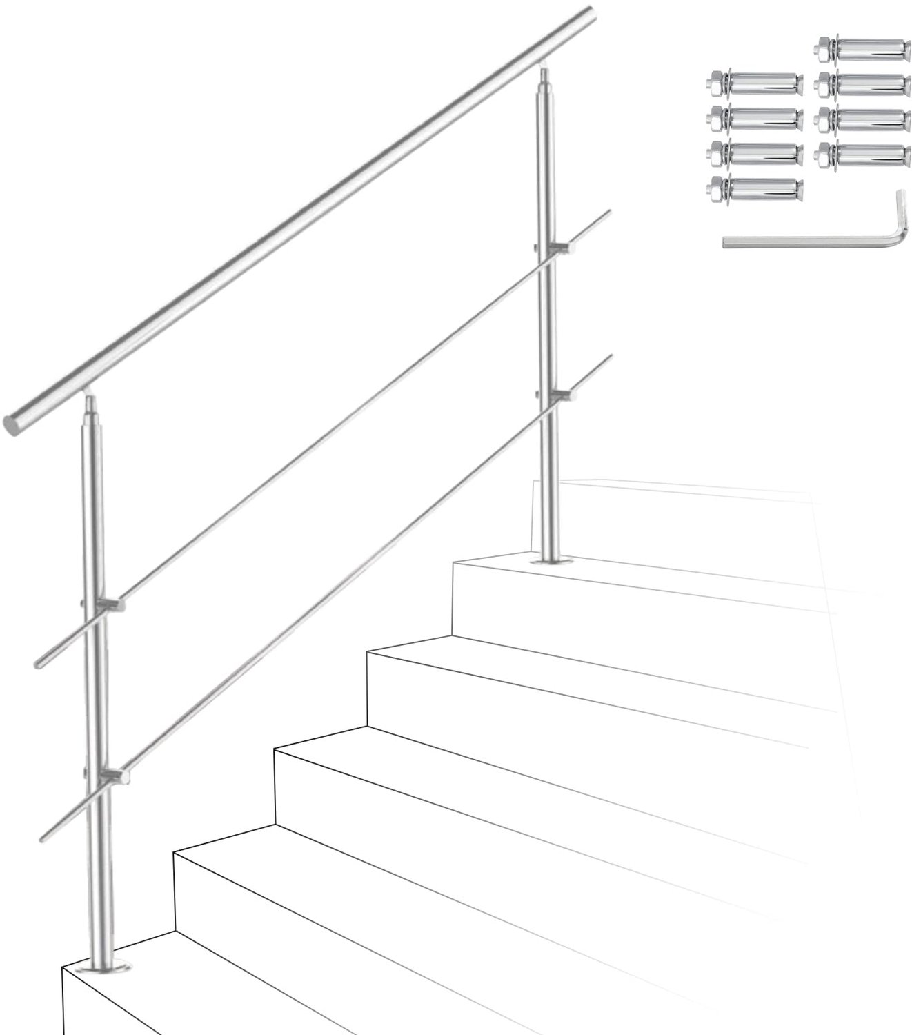 Roestvrijstalen Trapleuning 160 cm met Accessoires