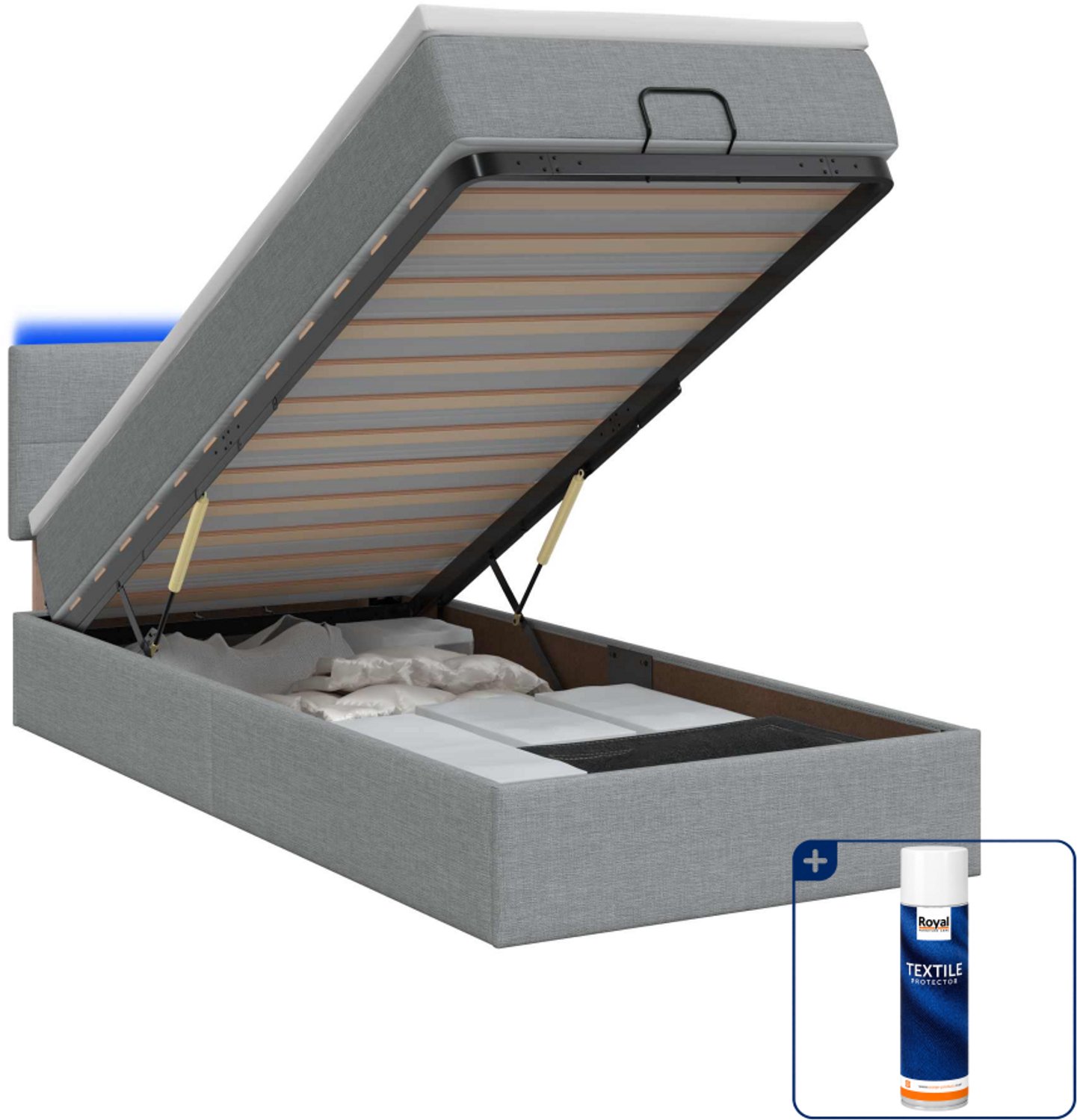 vidaXL ottoman bed - 90 x 200 cm - stof - lichtgrijs - Inclusief textielbeschermer 500 ml