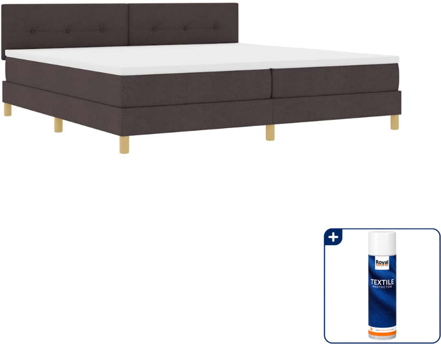 vidaXL boxspring - 200 x 200 cm - donkerbruin - Inclusief textielbeschermer 500 ml