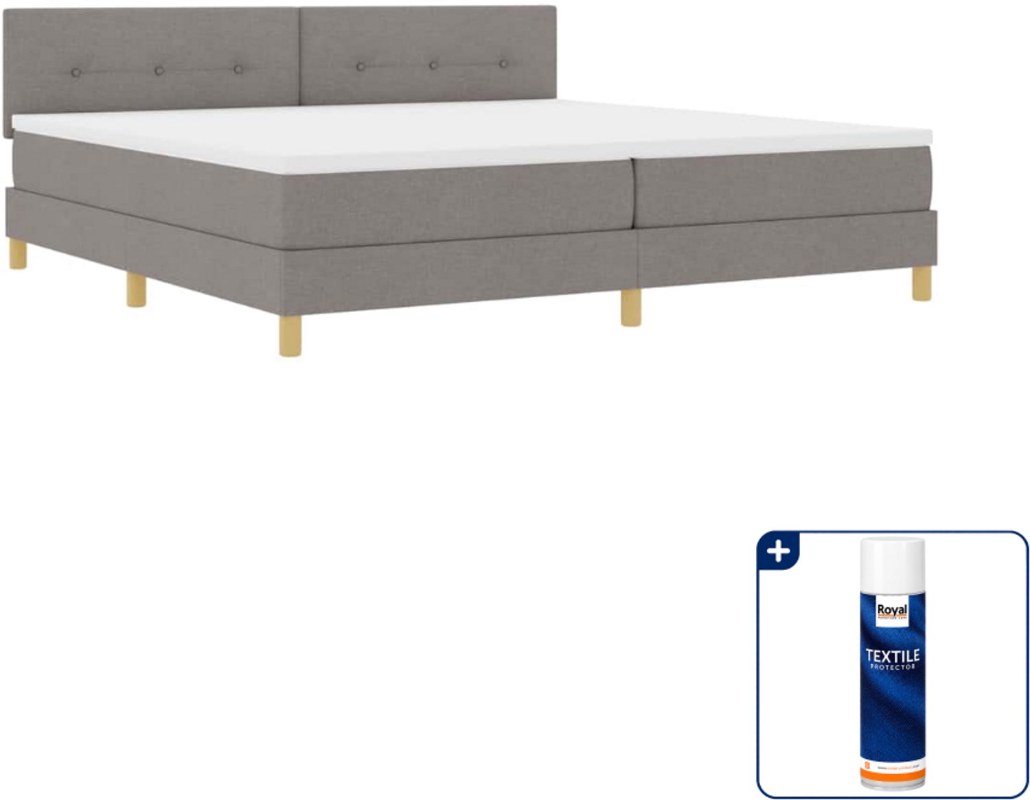vidaXL led boxspring - 200 x 200 cm - taupe - Inclusief textielbeschermer 500 ml