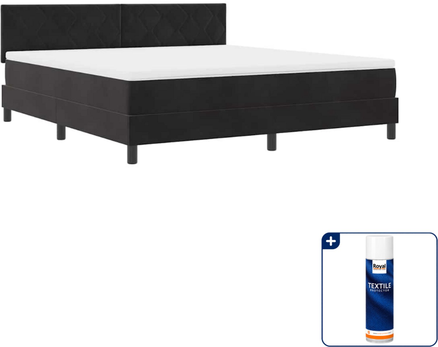 vidaXL led boxspring - Kingsize - 180 x 200 cm - zwart - Inclusief textielbeschermer 500 ml