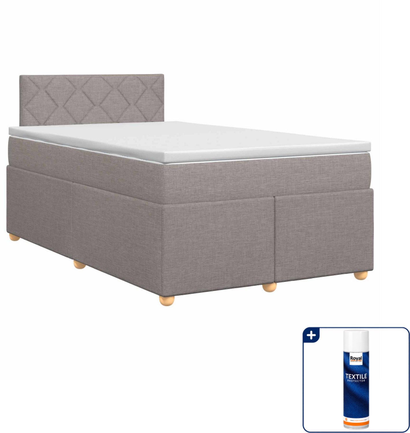 vidaXL boxspringbed - 120 x 200 cm - taupe - Inclusief textielbeschermer 500 ml
