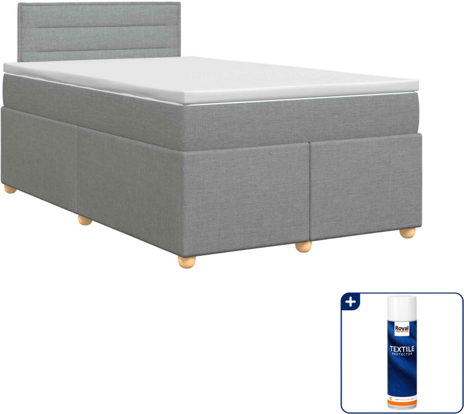 vidaXL boxspringbed - 120 x 190 cm - lichtgrijs - Inclusief textielbeschermer 500 ml