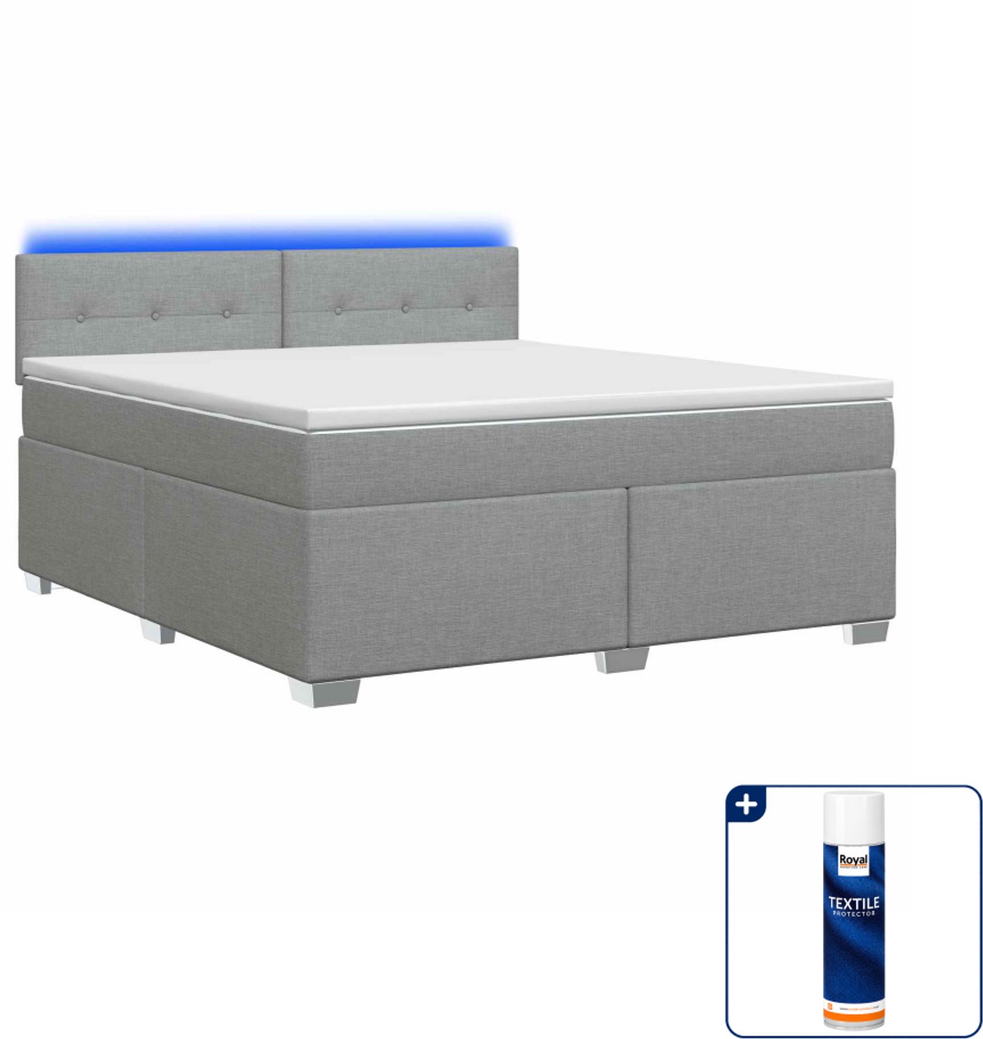 vidaXL boxspring Queensize - 160 x 200 cm - stof - lichtgrijs - Inclusief textielbeschermer 500 ml