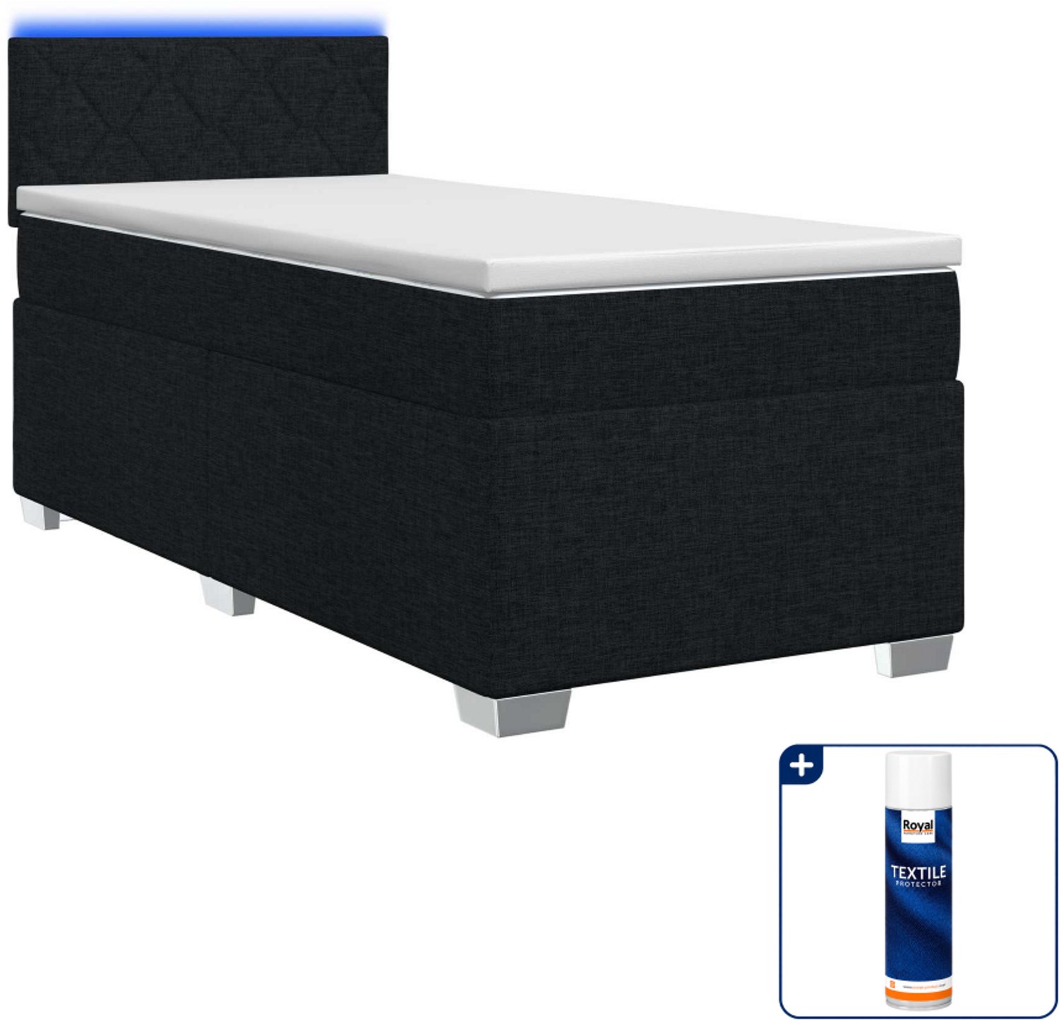 vidaXL boxspring - 90 x 200 cm - zwart - Inclusief textielbeschermer 500 ml