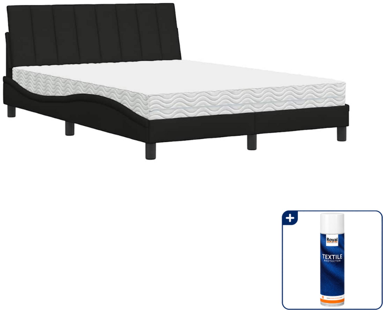 vidaXL Hanko bed met matras - Small double - 140 x 200 cm - zwart - Inclusief textielbeschermer 500 ml Blauw