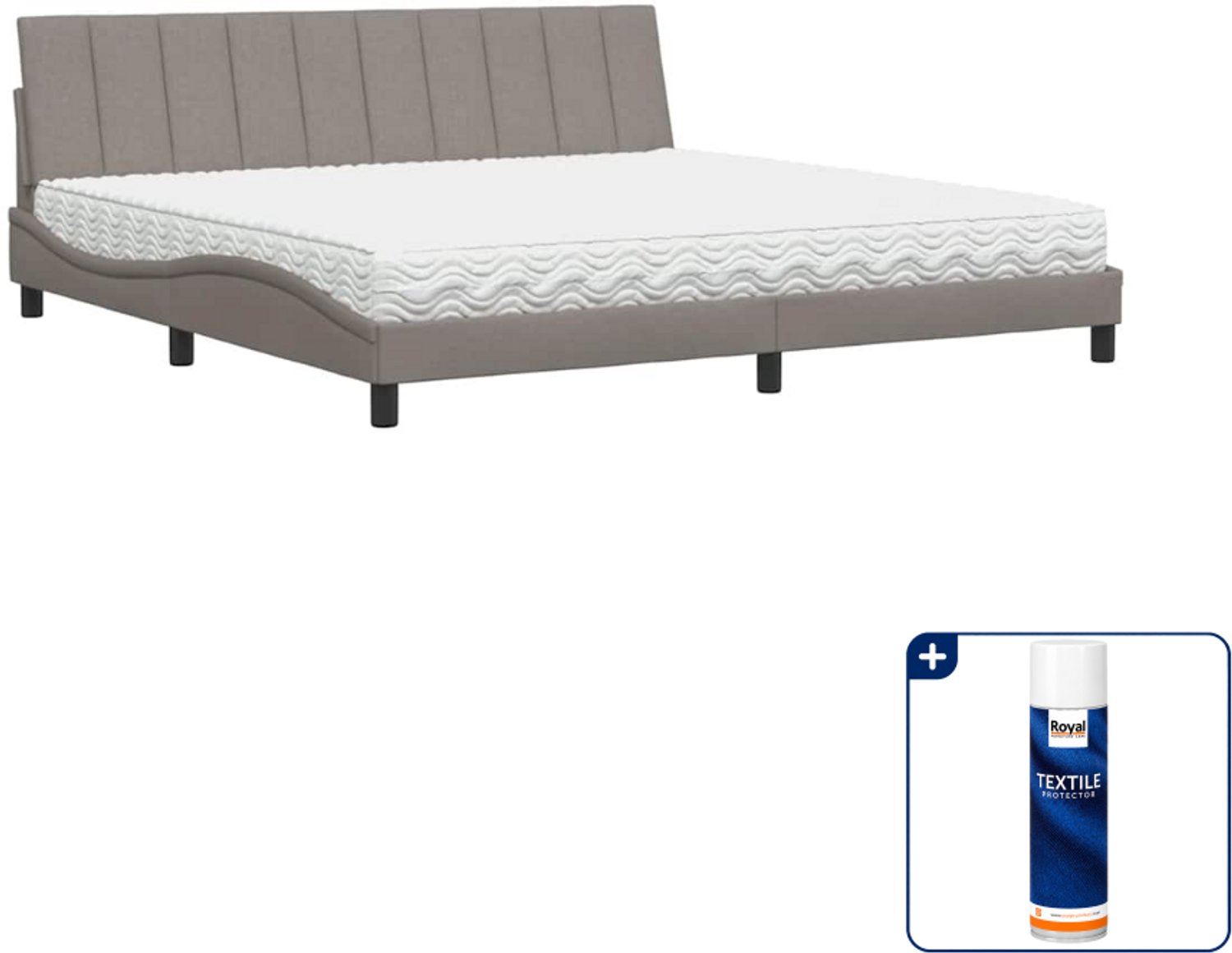 vidaXL Hanko bed met matras - 200 x 200 cm - taupe - Inclusief textielbeschermer 500 ml