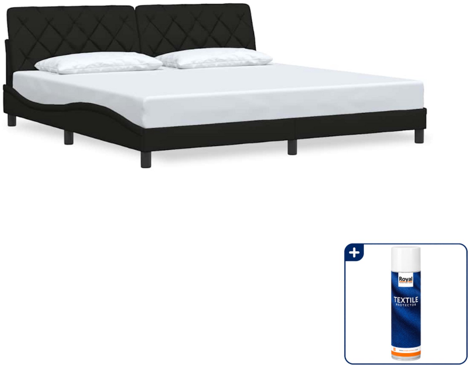 vidaXL bedframe - 200 x 200 cm - stof - zwart - Inclusief textielbeschermer 500 ml