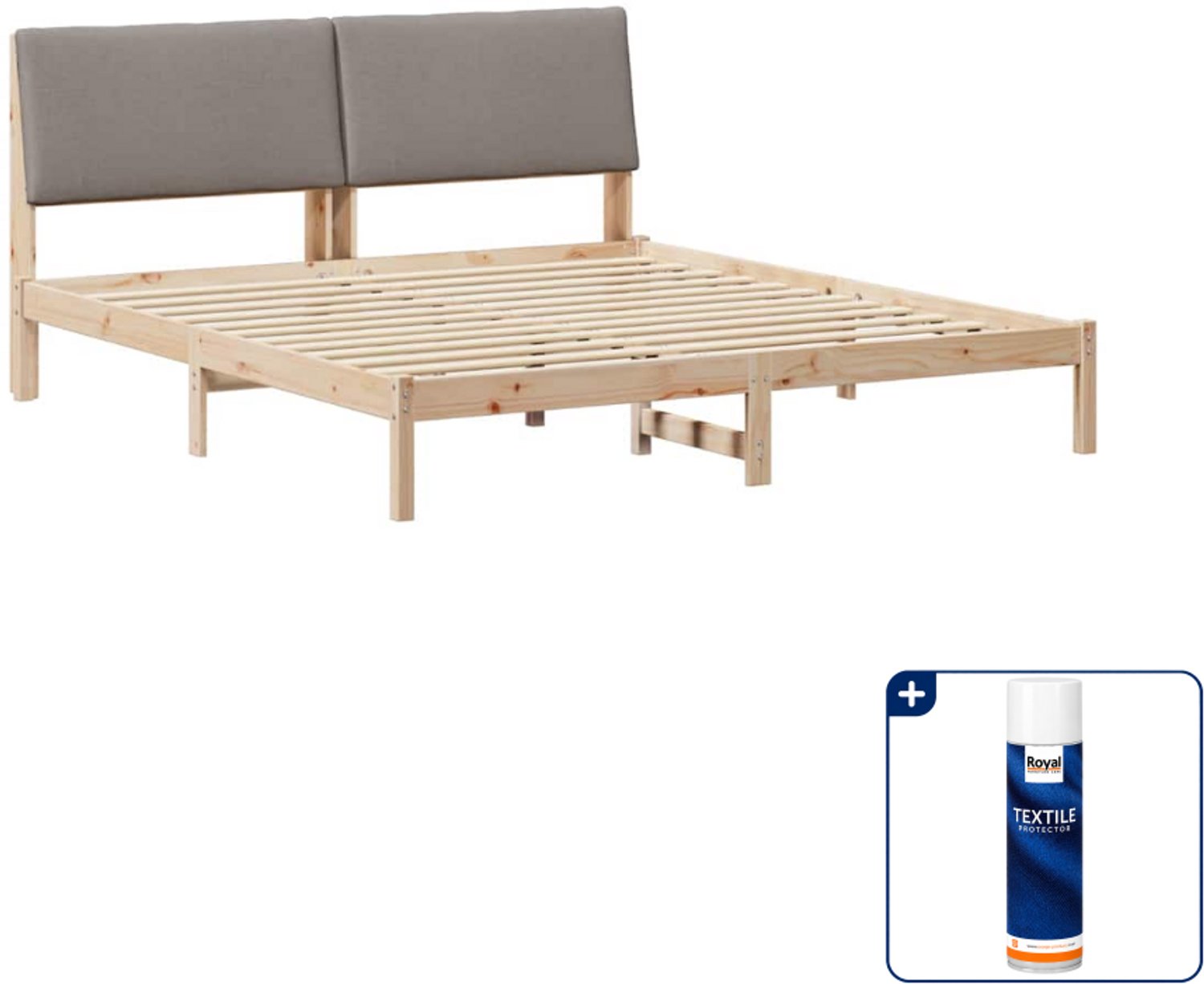 vidaXL Bedframe Kingsize - 180 x 200 cm - bruin en taupe - Inclusief textielbeschermer 500 ml
