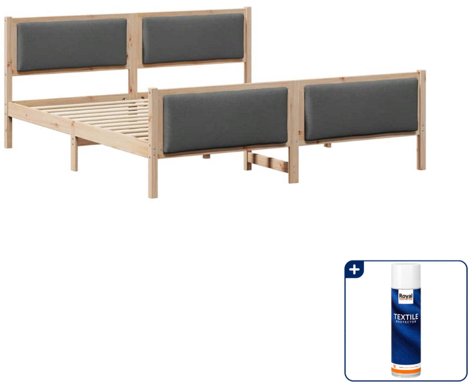 vidaXL Bedframe - Kingsize - 180 x 200 cm - donkergrijs - Inclusief textielbeschermer 500 ml Blauw