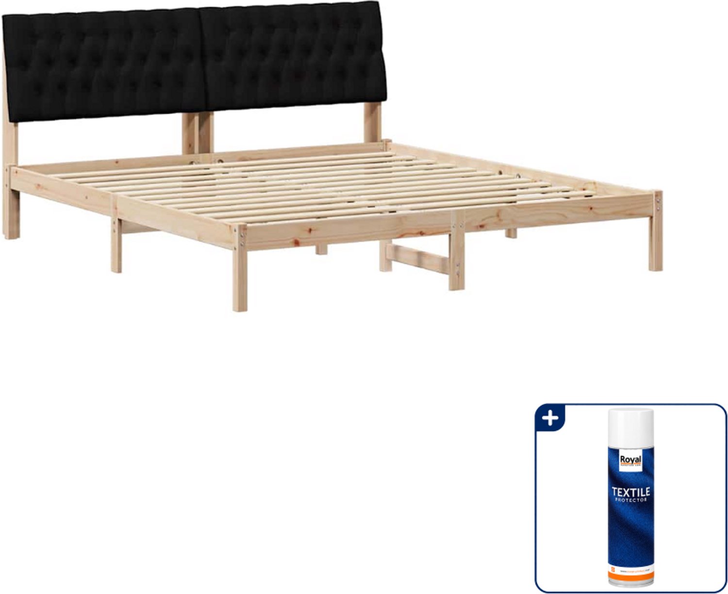 vidaXL Bedframe - Kingsize - 180 x 200 cm - bruin - Inclusief textielbeschermer 500 ml