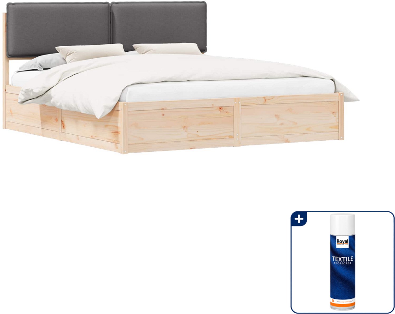 vidaXL Kingsize bedframe 180 x 200 cm - donkergrijs - Inclusief textielbeschermer 500 ml