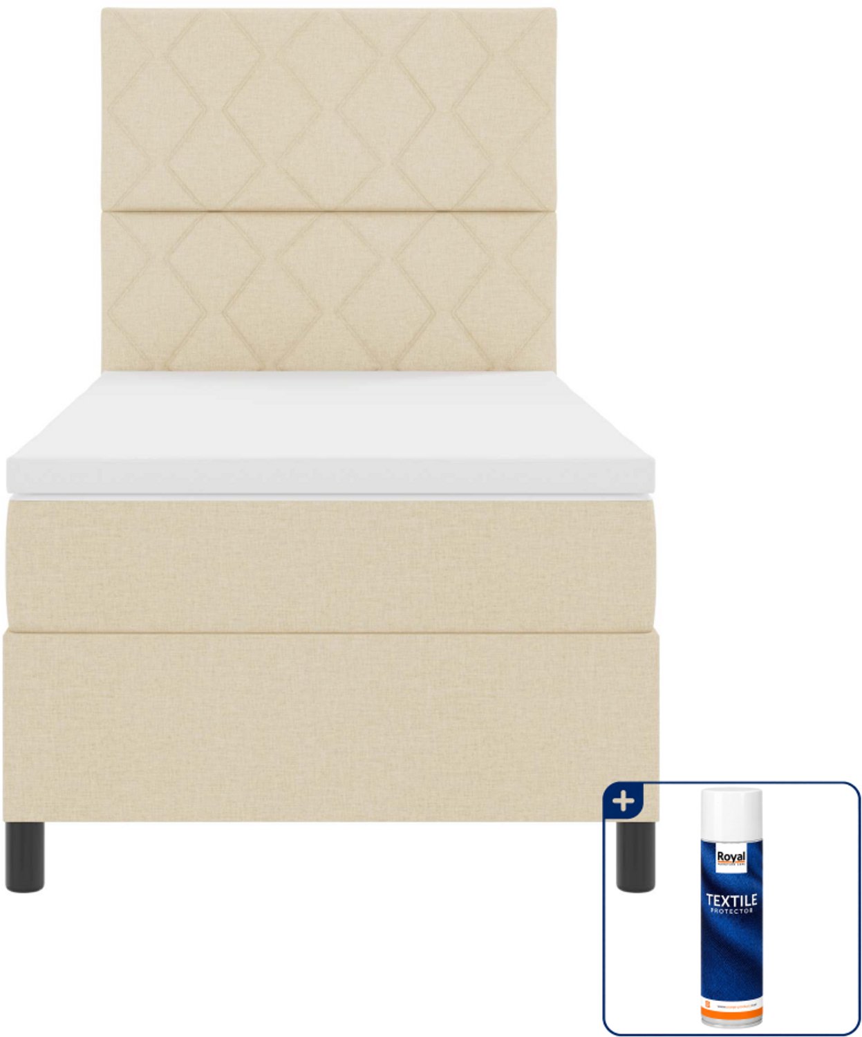 vidaXL boxspringbed - 100 x 200 cm - crème - Inclusief textielbeschermer 500 ml