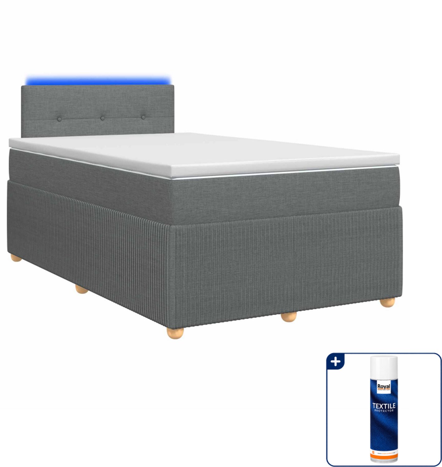 vidaXL boxspringbed - 120 x 200 cm - stof - donkergrijs - Inclusief textielbeschermer 500 ml Donker Grijn