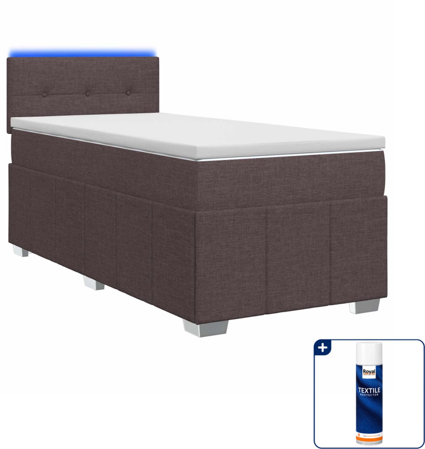 vidaXL boxspringbed met matras - 100 x 200 cm - stof - donkerbruin - Inclusief textielbeschermer 500 ml