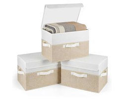 Opbergdoos - Linnen - 3 stuks met deksel
