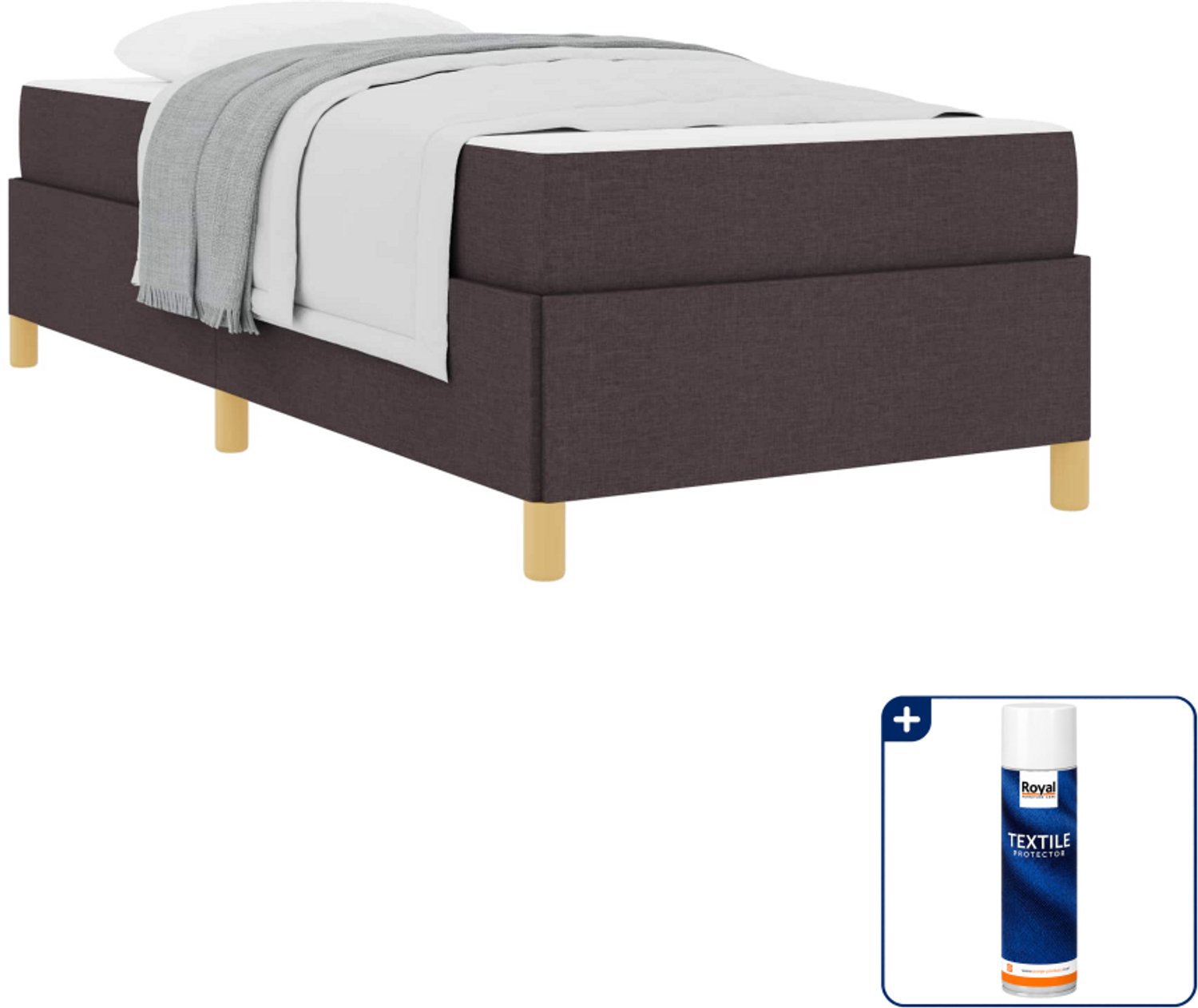 vidaXL bedframe met matras - 90 x 190 cm - donkerbruin - Inclusief textielbeschermer 500 ml Taupe
