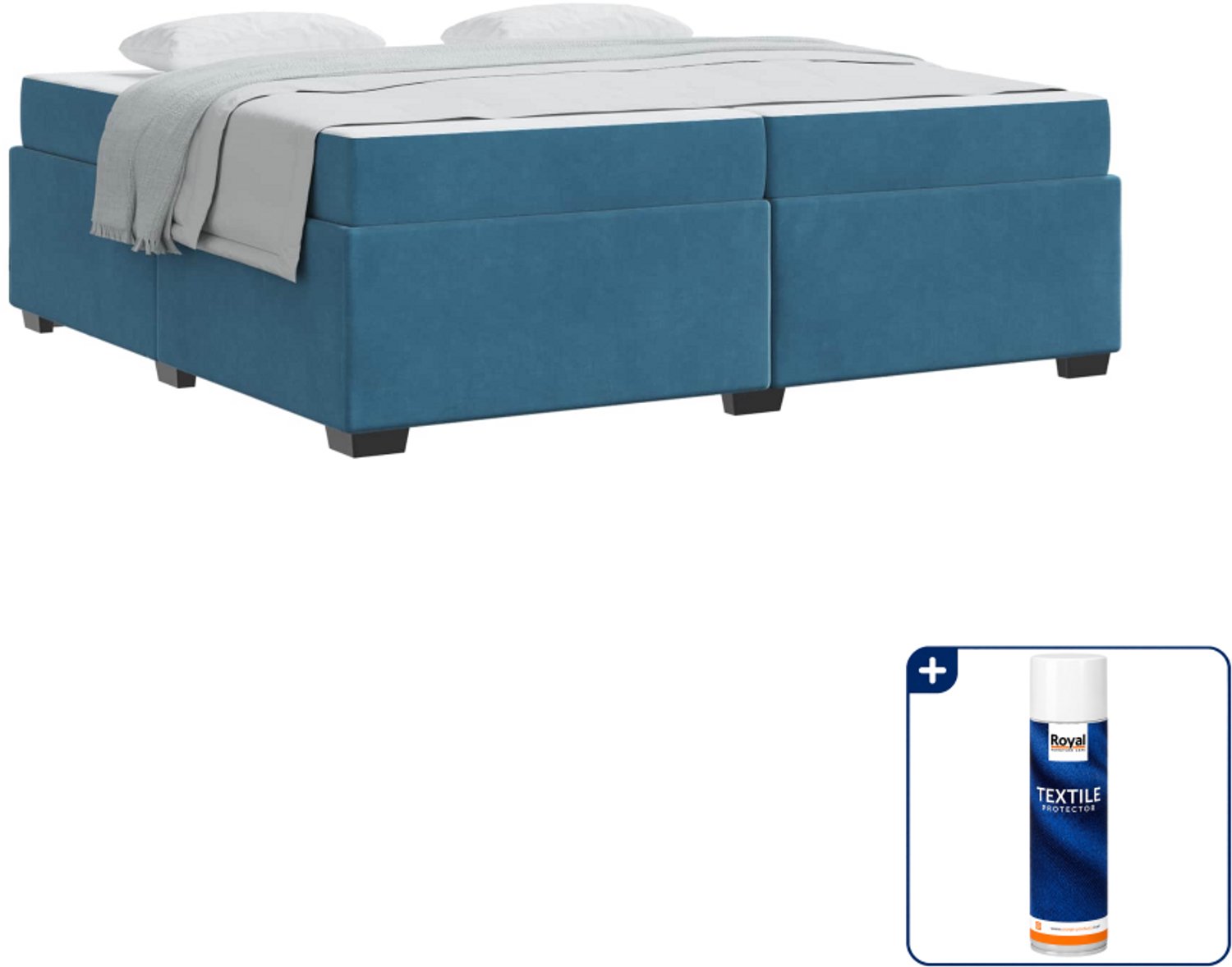 vidaXL bed met matras - 200 x 200 cm - stof - donkerblauw - Inclusief textielbeschermer 500 ml