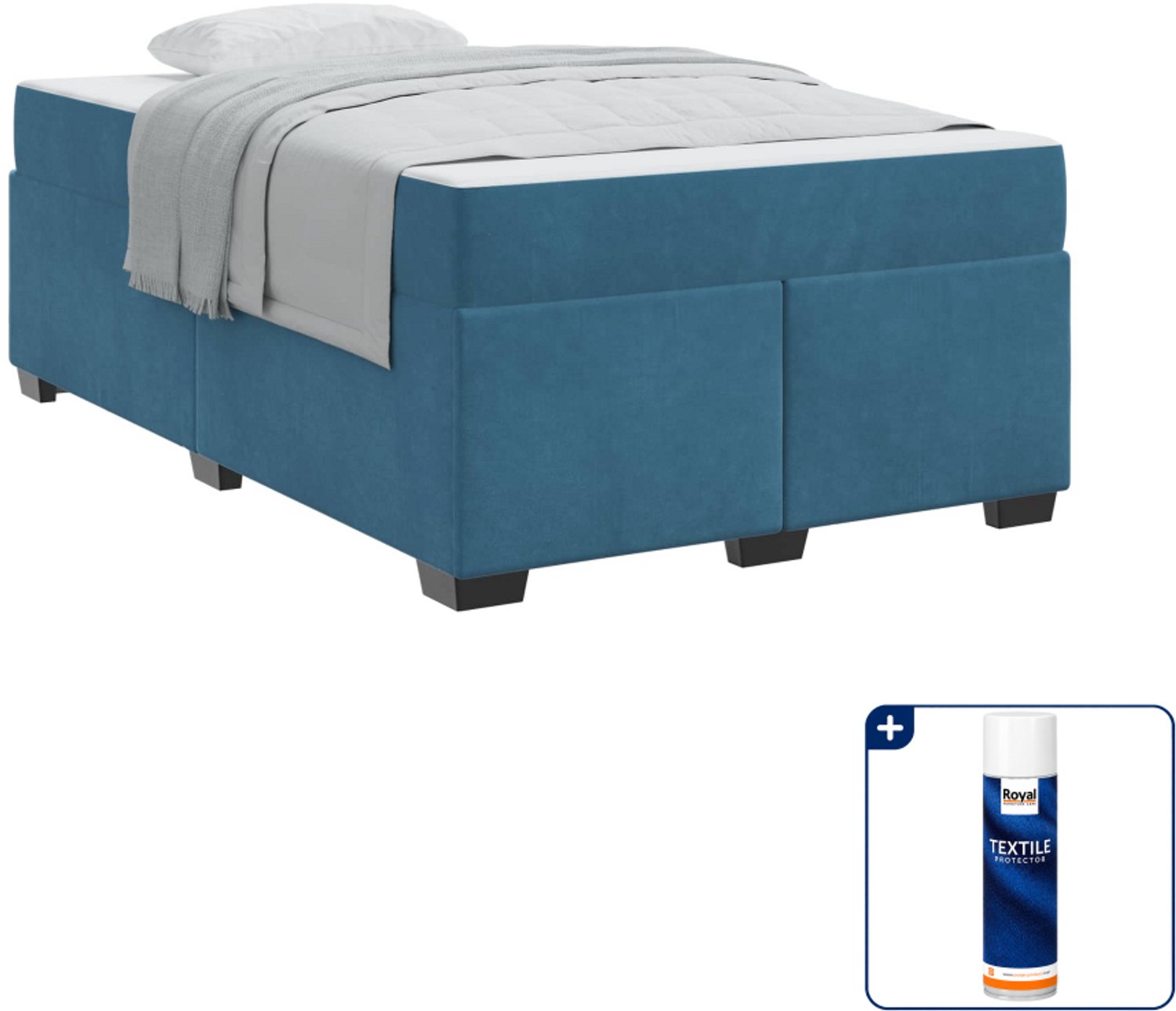 vidaXL Bed met matras 120 x 200 cm - stof - donkerblauw - Inclusief textielbeschermer 500 ml
