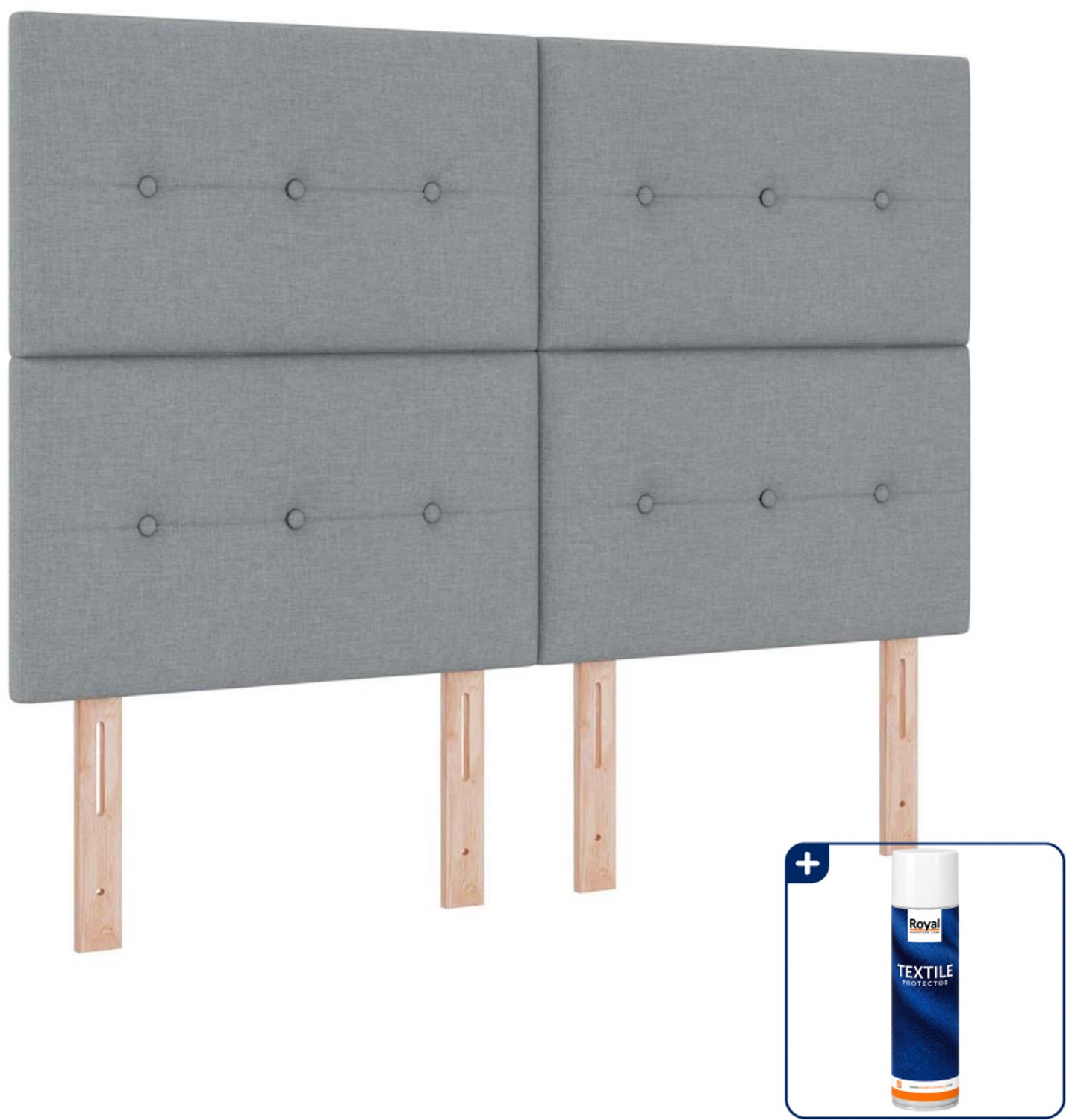 vidaXL led boxspring Small double - 140 x 200 cm - lichtgrijs - Inclusief textielbeschermer 500 ml