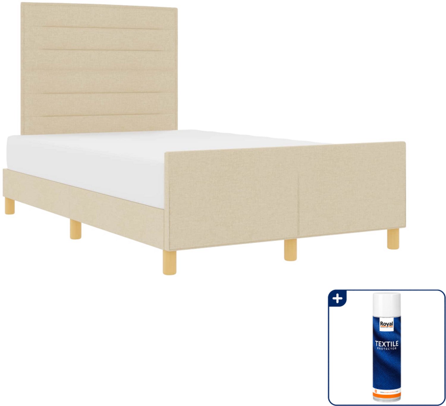 vidaXL Bedframe - 120 x 200 cm - stof - crème - Inclusief textielbeschermer 500 ml