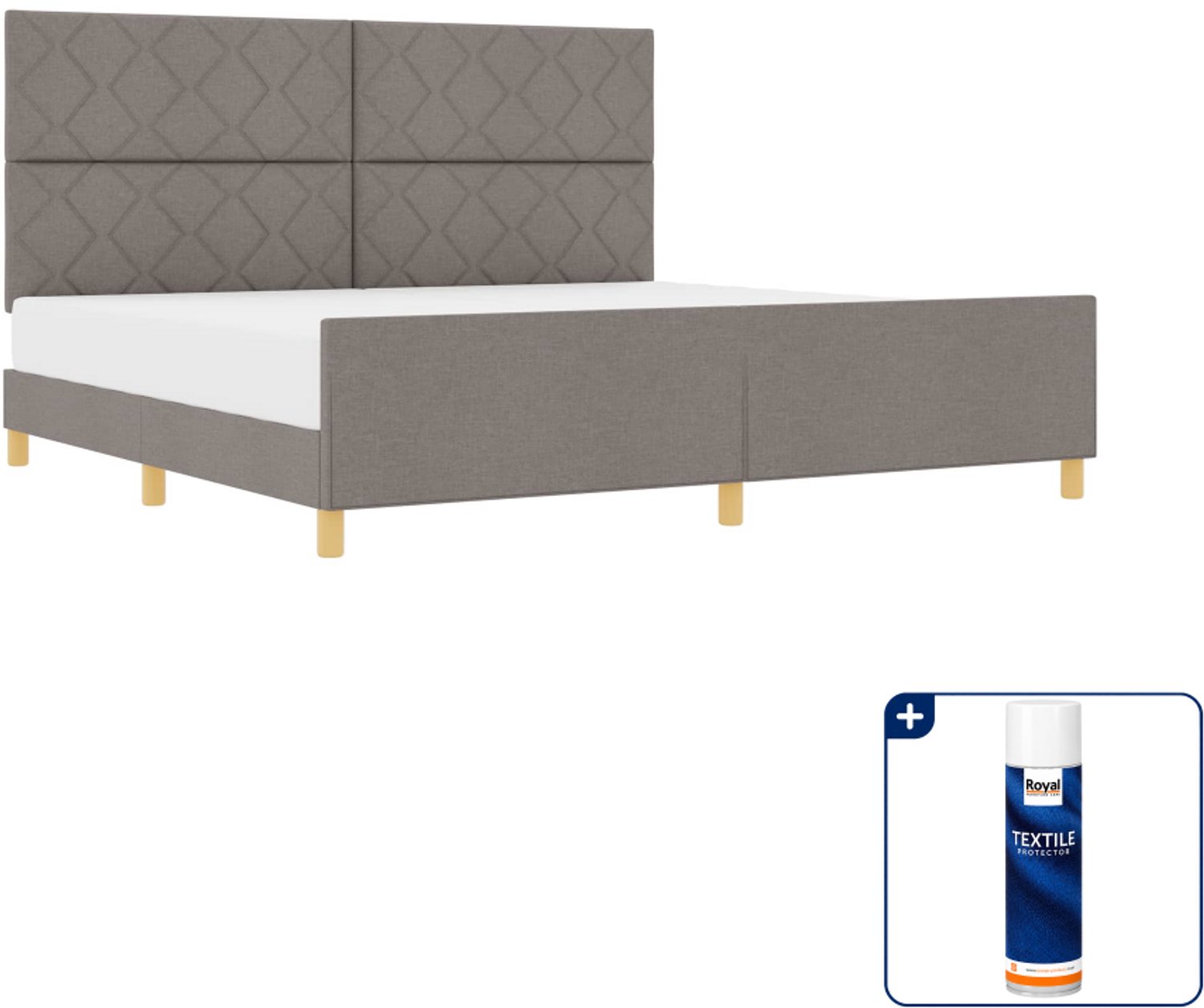 vidaXL bedframe - 200 x 200 cm - stof - taupe - Inclusief textielbeschermer 500 ml Grijs