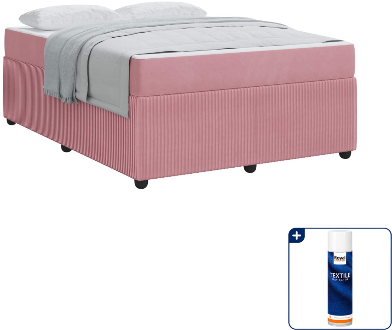 vidaXL Bedframe - Small double - 140 x 200 cm - roze - Inclusief textielbeschermer 500 ml