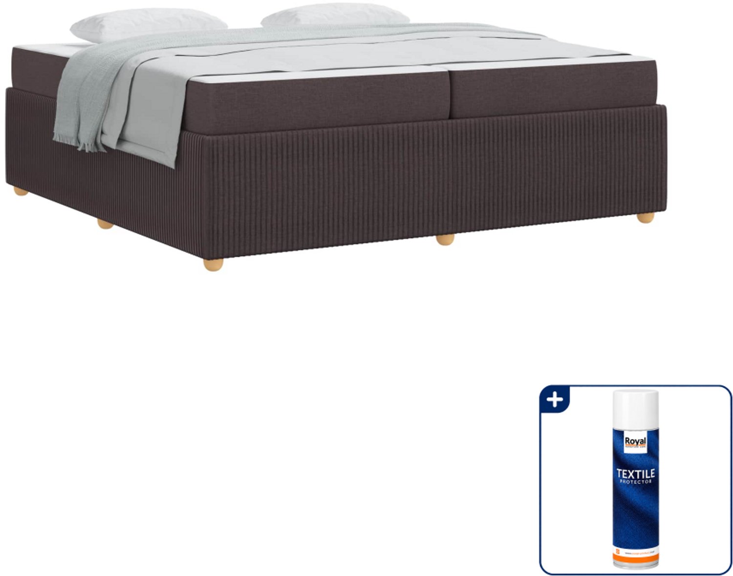 vidaXL Bedframe - 200 x 200 cm - donkerbruin - Inclusief textielbeschermer 500 ml