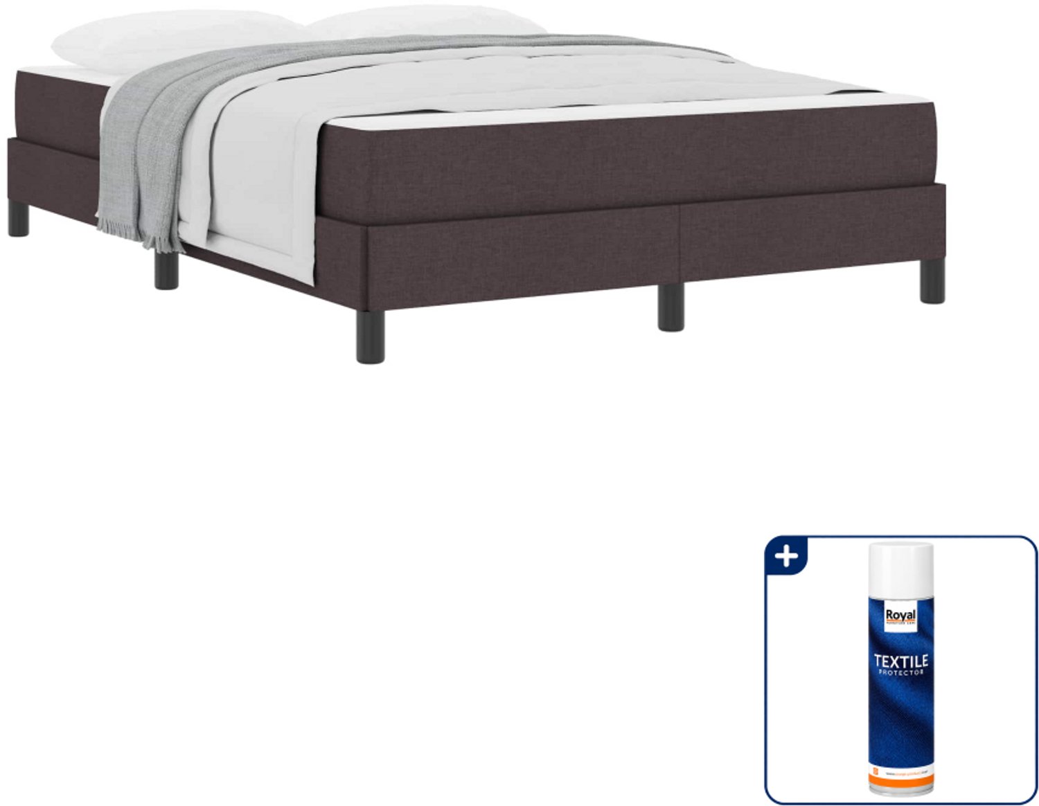 vidaXL Small double boxspringbed - 140 x 200 cm - donkerbruin - Inclusief textielbeschermer 500 ml