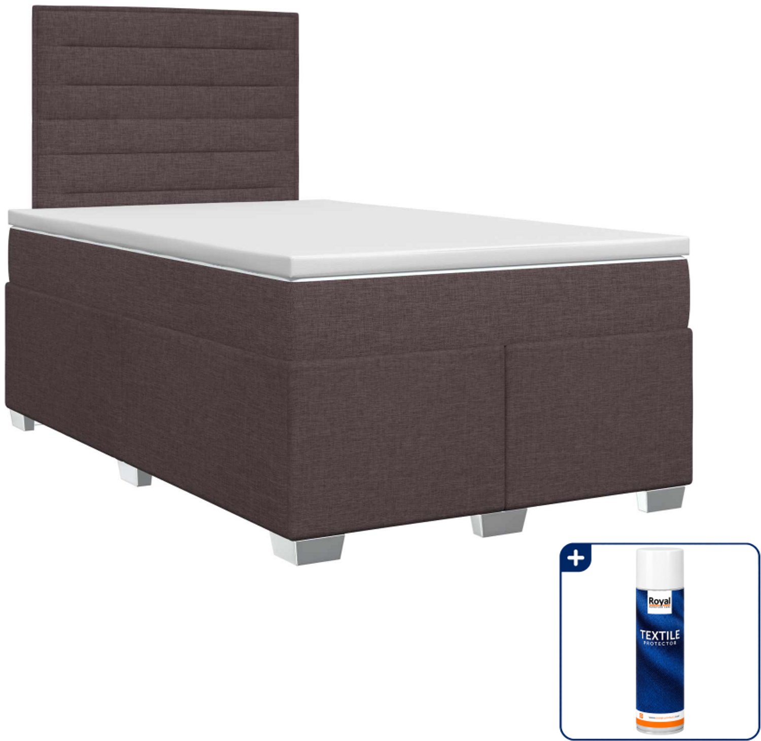 vidaXL boxspringbed met matras - 120 x 190 cm - donkerbruin - Inclusief textielbeschermer 500 ml