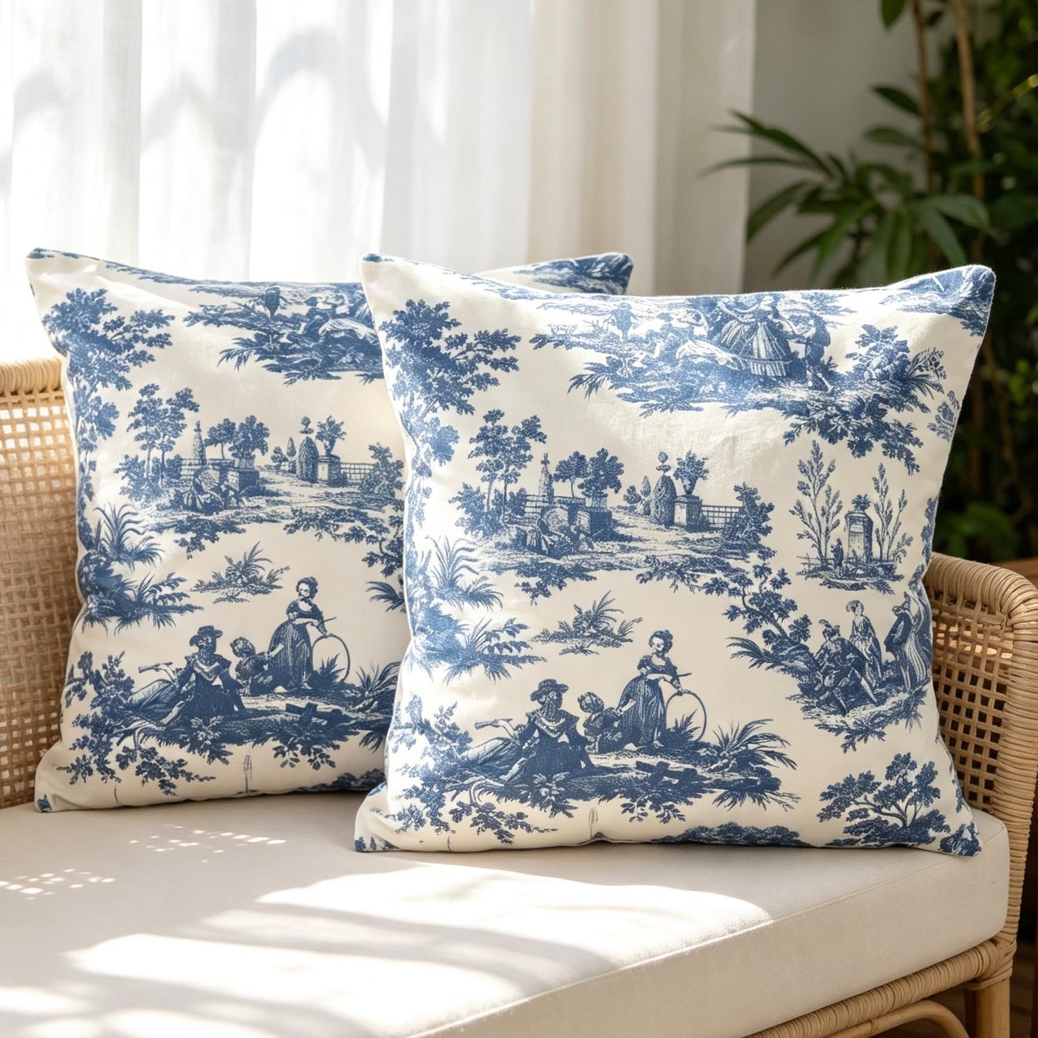 Famanu Luxe fluwelen kussensloop set van 2 stuks, 40 x 40 cm, blauw, zacht en vintage, dubbelzijdig decoratief voor sierkussens en bankkussens, ideaal voor moderne inrichting en drukke huishoudens
