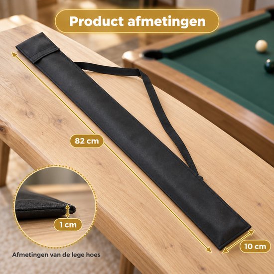 DIVERZA Keutas Biljart – Keuhoes voor 2-Delige Keu – Biljartkeu Tas met Klittenbandsluiting en Draagriem – 82 × 10 cm – Zwart — afbeelding 5