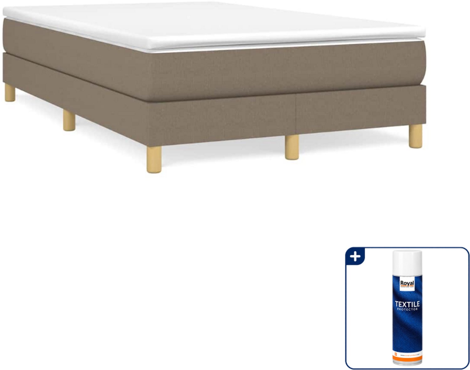 vidaXL boxspring bed - 120 x 200 cm - taupe - Inclusief textielbeschermer 500 ml Grijs