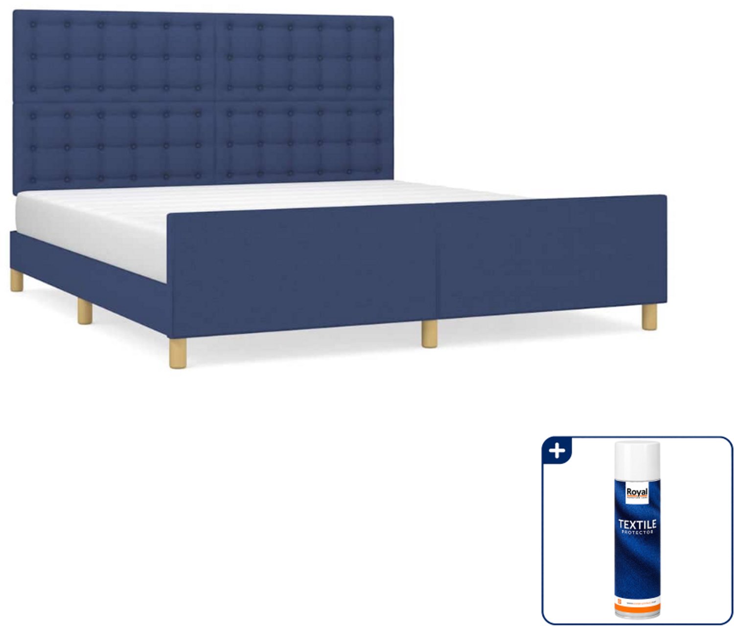 vidaXL bedframe - Kingsize - 180 x 200 cm - blauw - Inclusief textielbeschermer 500 ml