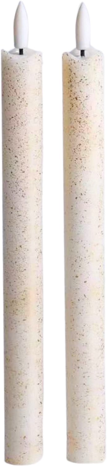 Aifcandles LED Pillar Kaars Wit met Gouden Spetters - Set van 2 - Incl. Batterij - Timerfunctie - Werkt met Afstandsbediening - Aifcandles