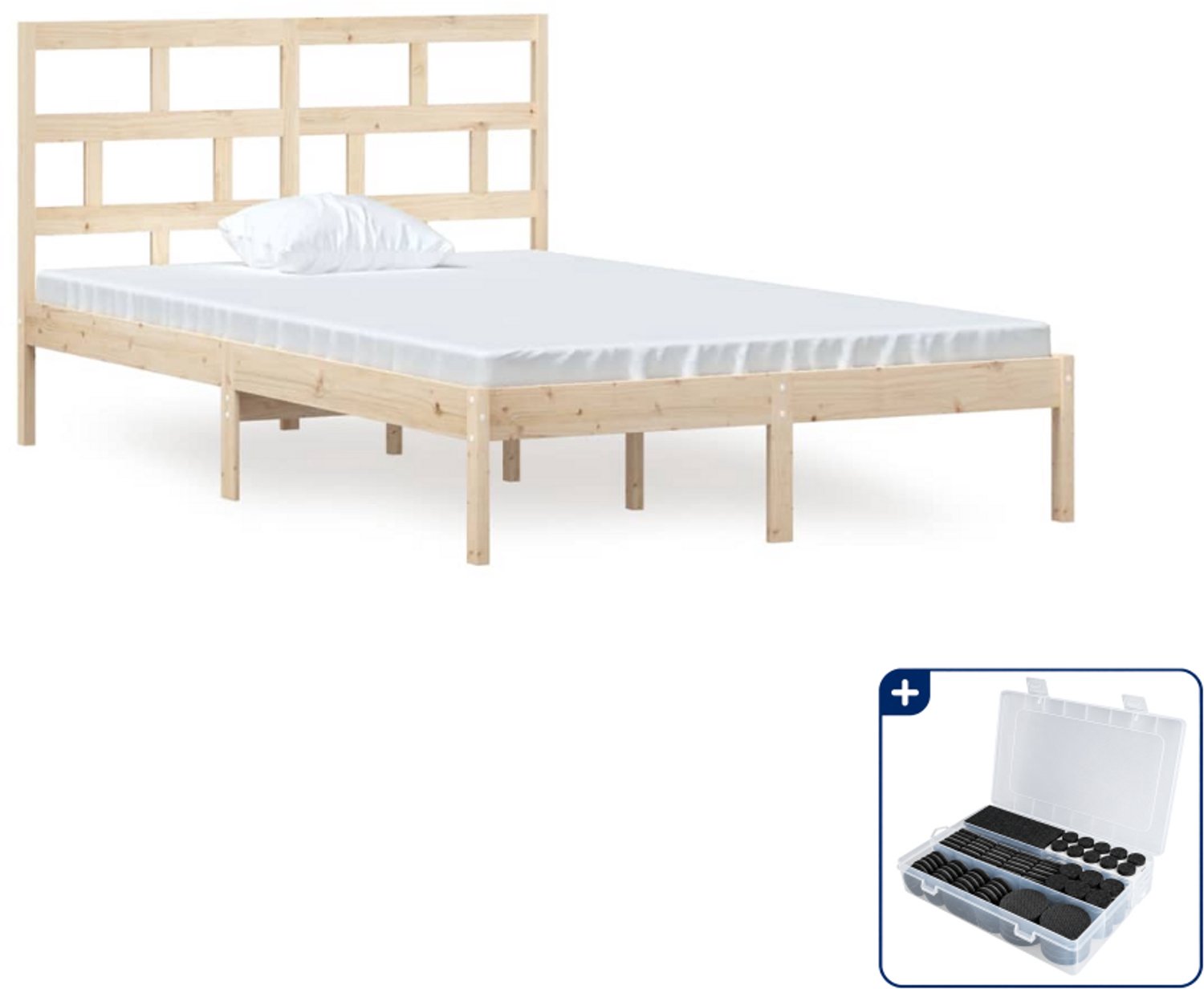 vidaXL bedframe - 120 x 200 cm - massief grenenhout - Inclusief antikrasvilt 177-delig Bruin