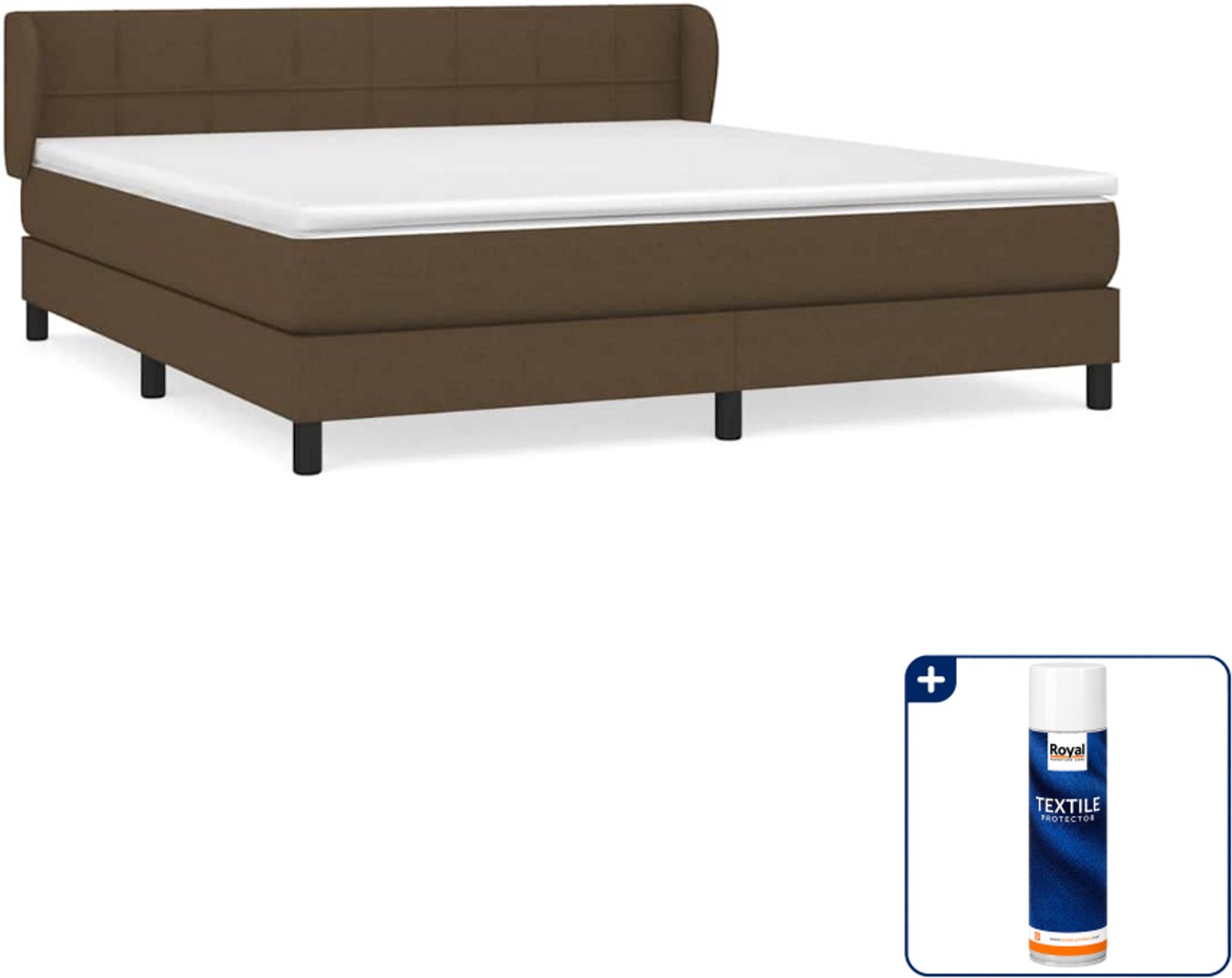vidaXL Boxspring - Kingsize - 180 x 200 cm - stof - donkerbruin - Inclusief textielbeschermer 500 ml