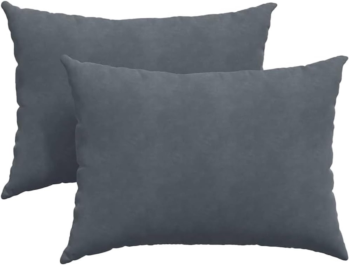Bankkussen, set van 2, donkergrijs, 70 x 50 cm, met ritssluiting, modern fluwelen corduroy kussen voor woonkamer, slaapkamer, kantoor, polyestervulling, afneembare hoezen