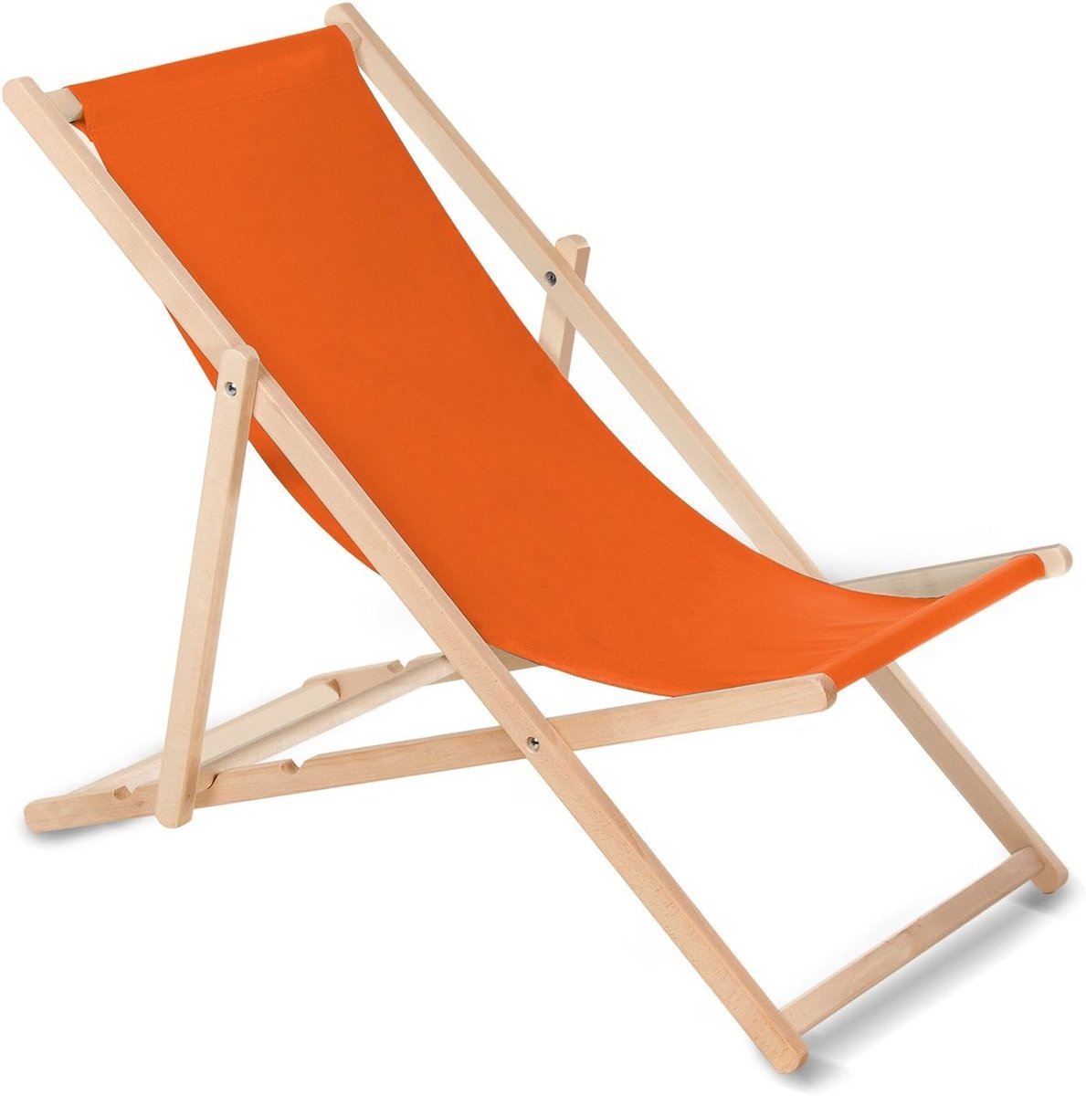 Blue Ligstoel zonnebed inklapbaar van beukenhout zonder armleuning zonnebed ligstoel ligstoel (oranje)