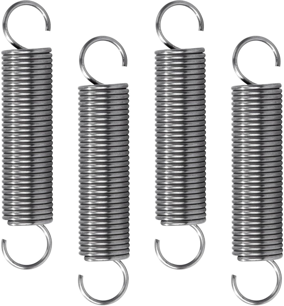 Trekveren met haak, roestvrij staal, trekveer, spanveer, 60 mm, buitendiameter 12 mm, draaddiameter 1,2 mm, maximale trekkracht 3,2 kg, 1,2 x 12 x 60 mm, 4 stuks