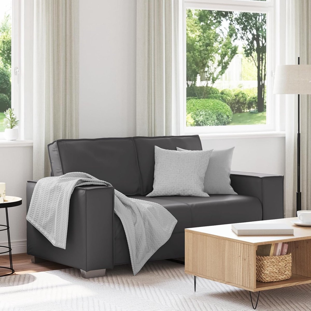 Kunstleer Loveseat sofa 120 cm 2-zits met gestructureerde textuur en stabiele constructie voor woonkamer en kantoor, ruime zitting, modern design,