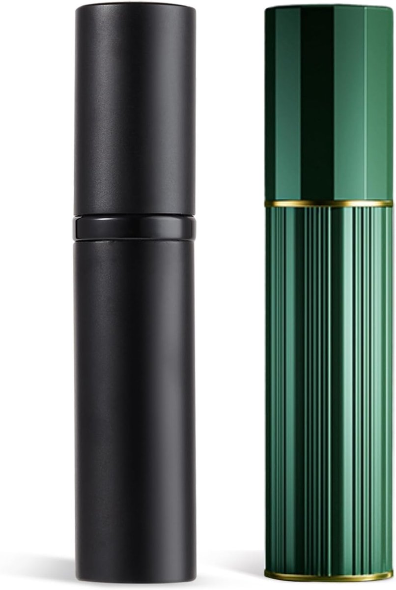 Parfumverstuiver navulbaar - 5 ml lege reisspuitfles, nano-mist, bodemvulling mini-verstuiver, zakformaat Keulen-dispenser voor dames en heren (zwart en drak groen, CA & PA)