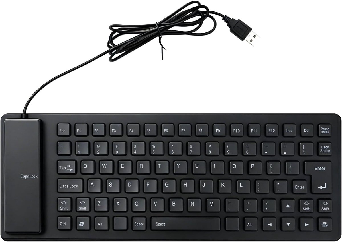 Siliconen toetsenbord, 85 toetsen, stille USB-kabelaansluiting, opvouwbaar, draagbaar, compact softtoetsenbord voor pc, laptop, desktop, licht, draagbaar