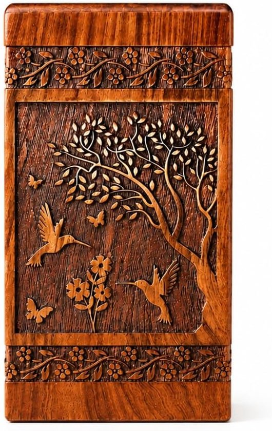 Animal Design Handgemaakte Houten Crematie Urn Box voor Volwassenen Mannelijke Vrouwelijke Urn Menselijke As Houder Doos voor Woonkamer Deco (8 x 4,75 x 4,75 Inch = Klein - 45,4 kg) — afbeelding 5