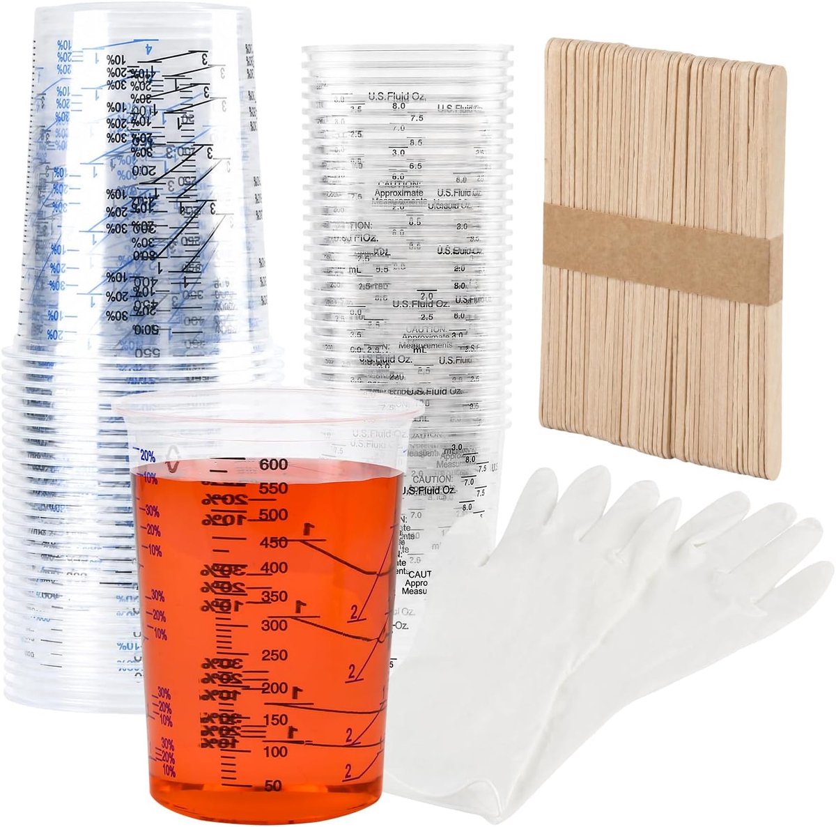 Maatbekerset, 60 transparante mengbekers met schaal, 30 × 240 ml en 30 ×