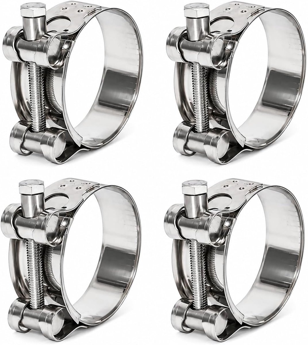 4 Stuks Slangklemmen, Roestvrij Staal Scharnierboutklemmen met T-Bout, Spanbereik 48-51mm, Verstelbare Uitlaatklem voor Uitlaatpijp, Waterslang, Motorfiets en Werkplaatsmontage
