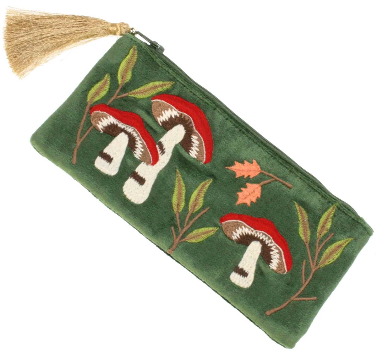 Make-up/ Etui Paddenstoelen, groen 9x20cm