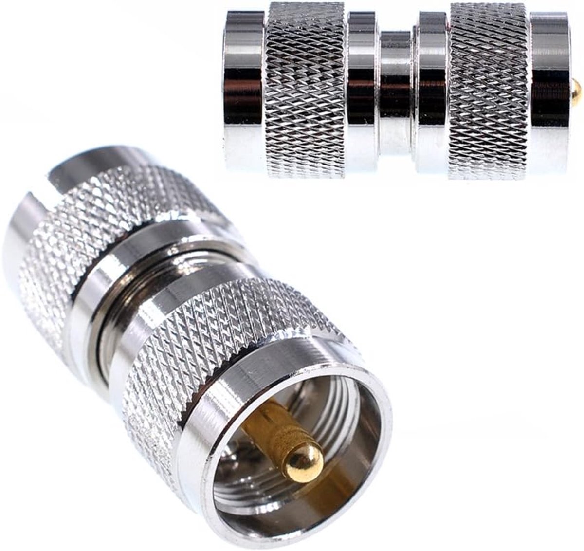 2 Stuks RF Coaxiale Coax Adapter UHF Mannelijk naar Mannelijk PL-259 Connector