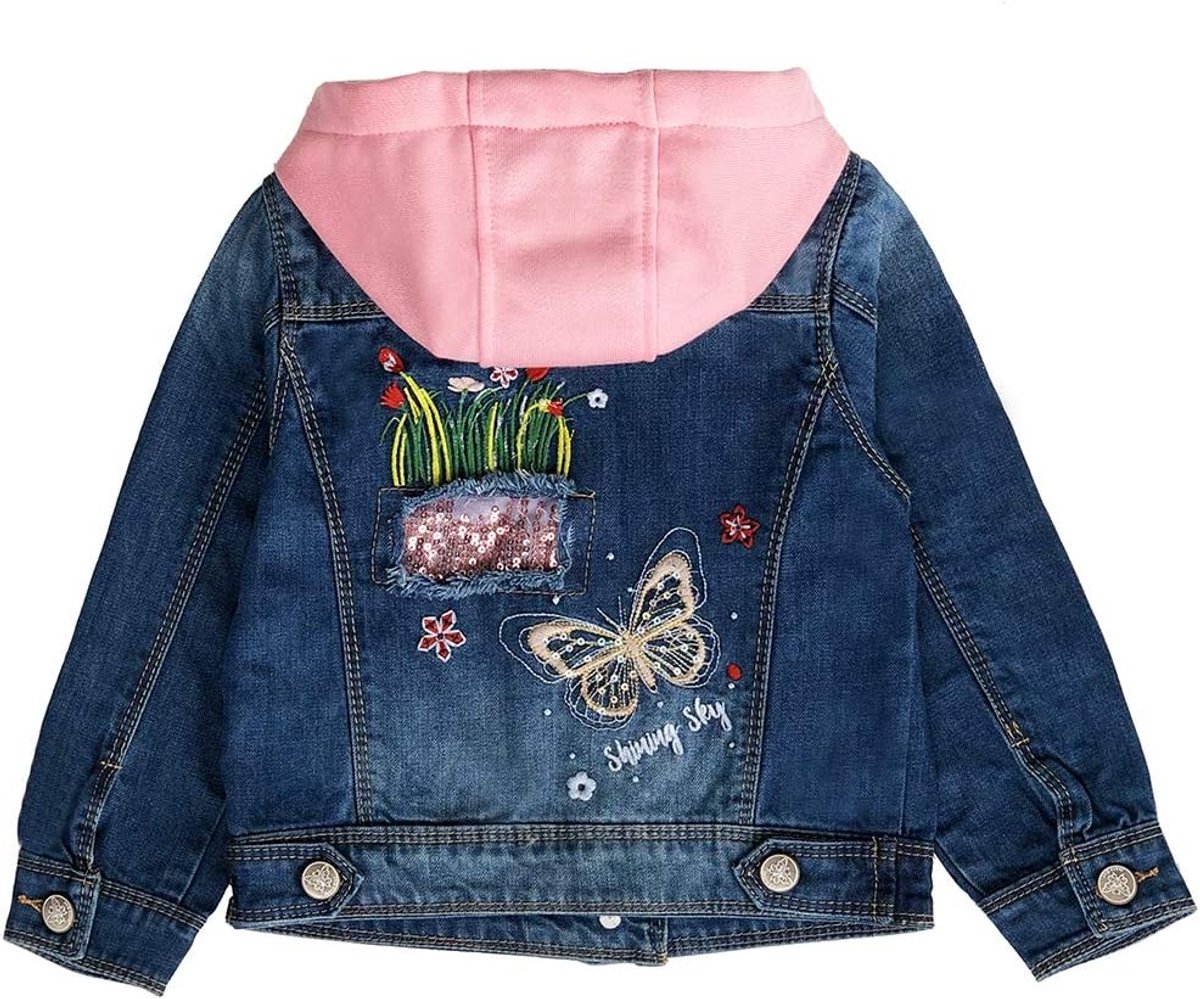 3-10Years Little Big Girls Lente Herfst Geborduurde Denim Jas